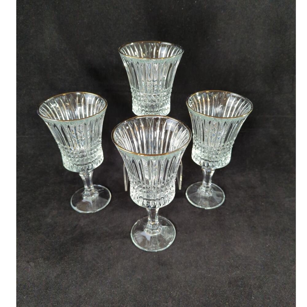Set of 4 Vintage Tiara "Facets Copper" Water Goblets